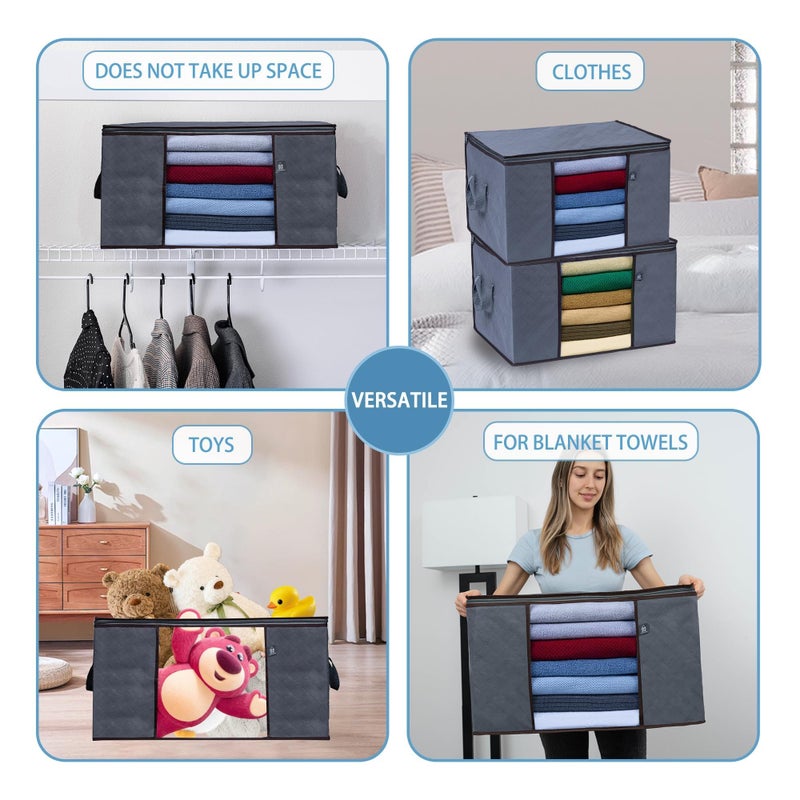VENO 3 Pack Extra Large Clothes Blanket Storage Bag, Christmas Ornament Storage Container Bins for Holiday Decor for Comforters Bedding, Foldable with Sturdy Zipper, Handle, Clear Window (24 Gallon) - Image 3